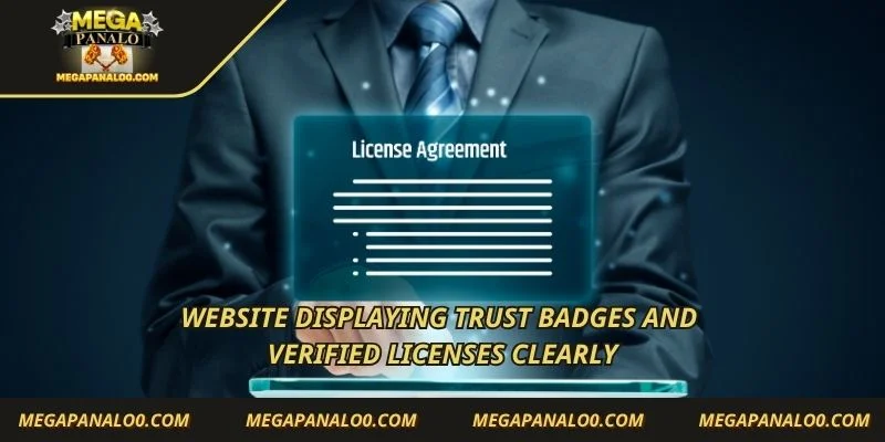 Website displaying trust badges and verified licenses clearly