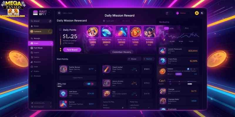             Example of a daily mission reward dashboard in an online casino platform.
